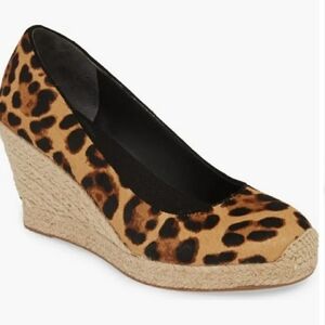 J. CREW - Seville Leopard Print Espadrilles Faux Calf Hair Wedges